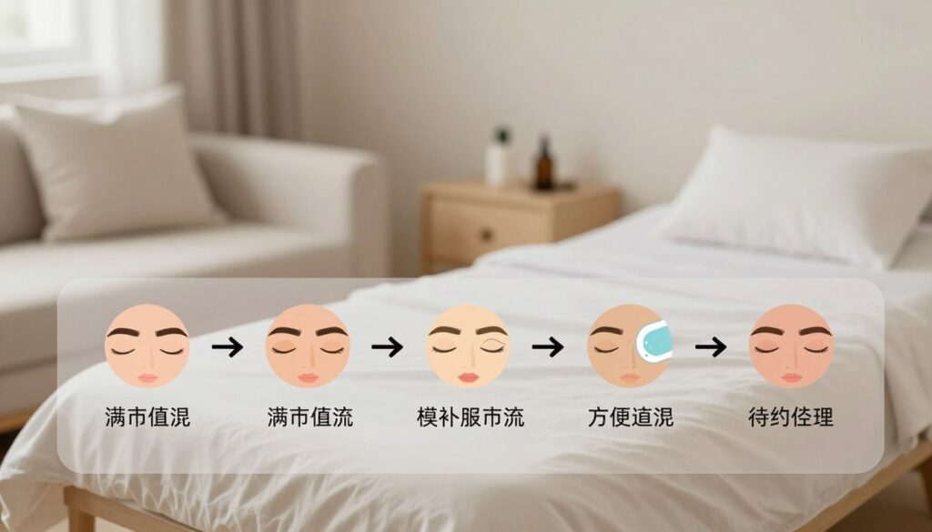 A detailed, step-by-step healing schedule for permanent eyebrow tattooing, presented visually. In the foreground, an elegant, clear diagram outlines the healing phases, each step represented by distinct, colorful icons—ranging from initial healing to final results. In the middle ground, there’s a soothing, soft focus depiction of a serene, well-lit room with a cozy aesthetic, featuring tools related to eyebrow care subtly placed, such as soothing creams and applicators. The background softly fades into a minimalist setting with neutral colors to ensure clarity and focus on the foreground. The ambient lighting is warm and inviting, evoking a sense of calm, while the perspective is slightly top-down, ideal for educational content. Overall, the mood is professional and informative, appealing to readers seeking guidance on eyebrow healing.